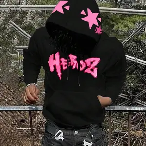 Unisex Hooded Sweatshirt with Star Letter Print, Fashion Streetwear Hip Hop Casual Wear for Fall & Winter