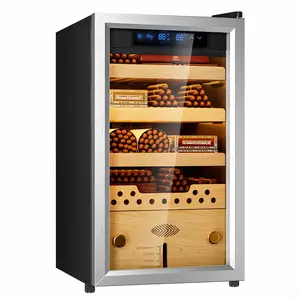 Electric Humidors with Compressor Cooling - Premium Humidity Control, Large Capacity Humidor Cabinet with Cedar Wood Shelves, Ideal for Storing