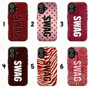 SMAG Croc Leopard Zebra Phone Case, Red Pink Safari Y2K Tough Protective Cover, For iPhone 11-17 Pro Max/Plus & Samsung Galaxy S23-S25