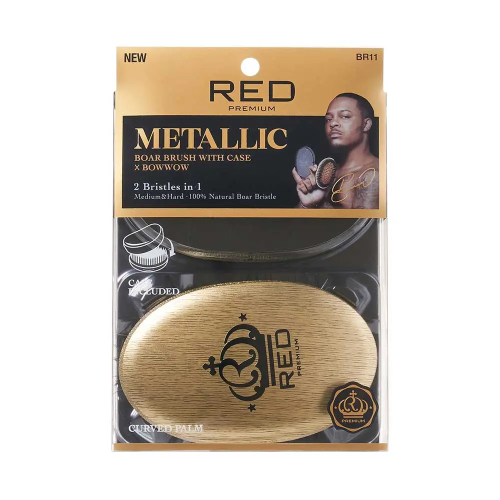 RED by KISS BOW WOW X Pocket Wave Premium Metallic 2-in-1 Boar Brush with Case