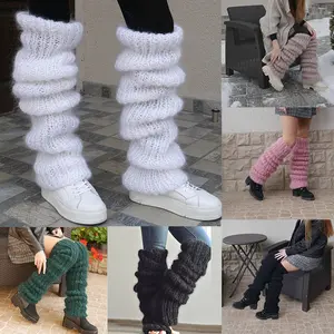 Extra Long Fuzzy Mohair Slouch Socks Cozy Soft Winter Knit Socks for Women Y2K Fashion Casual Oversized Crew Socks Warm Layering Essential Trendy Ankle Socks 2282