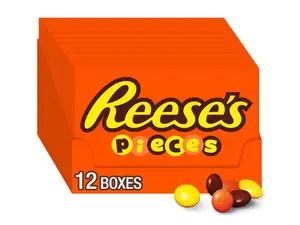 REESE'S PIECES Peanut Butter in a Crunchy Shell, Candy Boxes, 4 oz (12 Count)