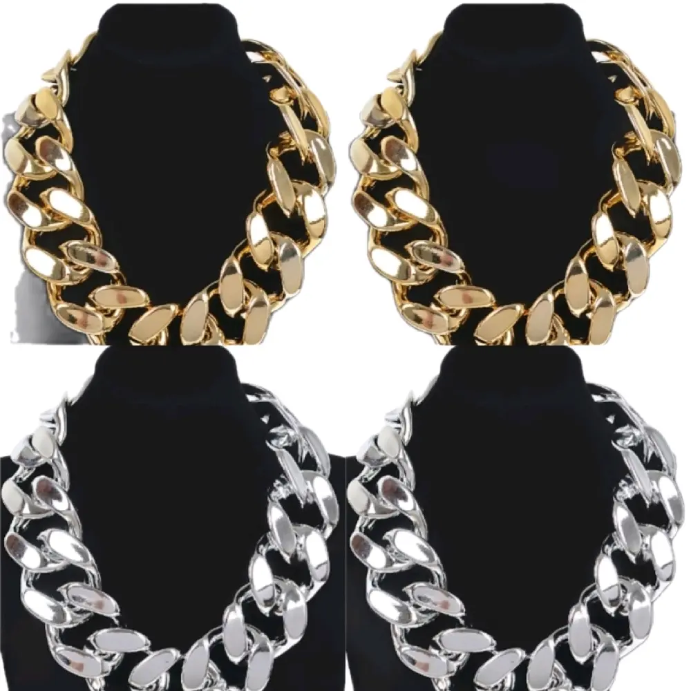 Cuban Chains - Stylish Design with Gold and Silver Finish, Adjustable Length, Versatile Accessory for Everyday Wear