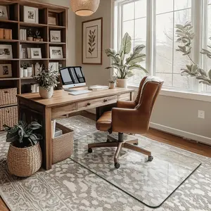 Office Chair Mat for Carpet & Hardwood Upgraded Dual Use Tempered Glass Chair Mat for Chair and Footrest Under Desk