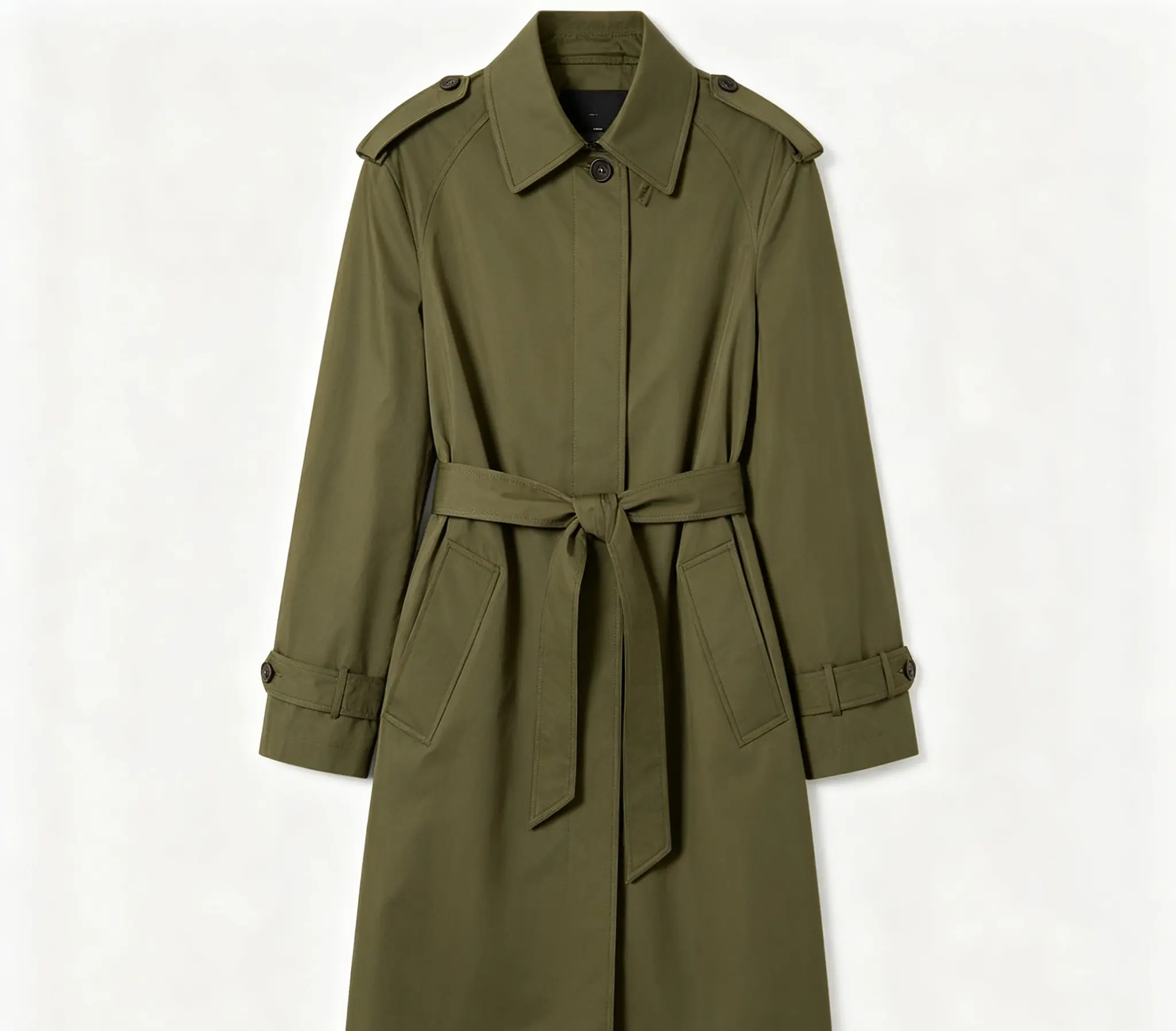 Women's Olive Green Belted Lightweight Trench Coat