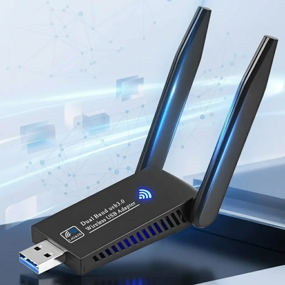 1300Mbps USB WiFi Wireless Adapter, USB Dongle for Pc, Dual Band 5GHz & 2.4GHz with High Gain Antenna, Enhanced Signal for Stable Streaming & Gaming, Compatible with Windows 11/10/8/7/XP.