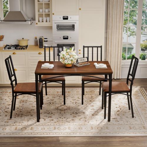 Bellemave  Dining Table Set, Bar Table with 4 Dining Benches, Kitchen Table Counter with Chairs, Industrial for Kitchen Breakfast Table, Living Room, Party Room, , 43.3″L x23.6″W x 30.1″H
