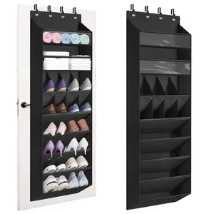 Hualleko Over The Door Shoe Organizer - 14-Pocket Hanging Shoe Organizer with Large-Deep Pockets for Boots/Sneakers, Space-Saving Behind Door Storage for Closet, Nursery, RV, Dorm