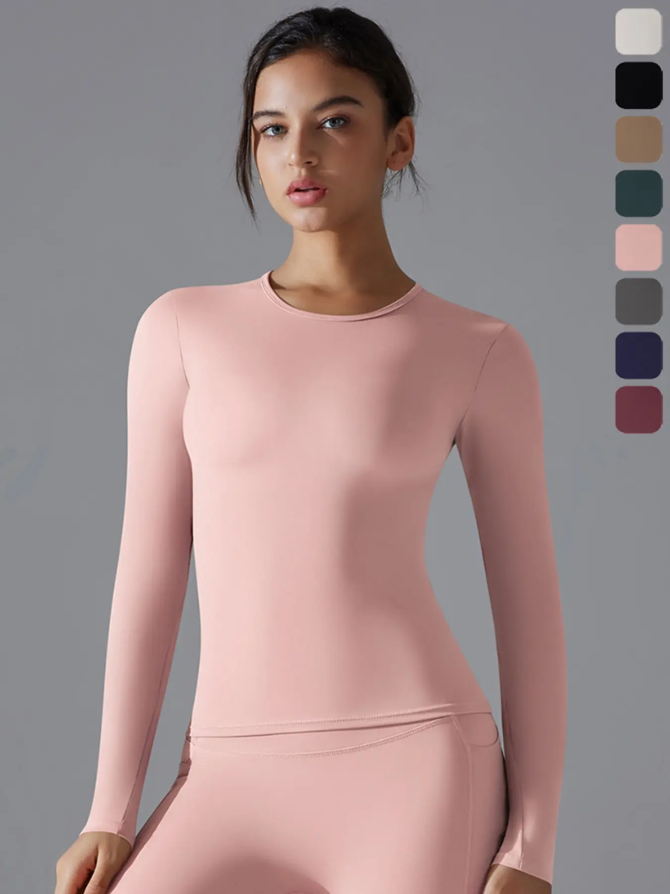 Women's Seamless Long Sleeve Yoga Top, Slim Fit Running Shirt, Pilates Fitness Wear, Comfortable Workout Clothes, Compression Tops, Athletic Top, Gym Exercise Activewear