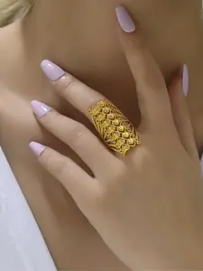 Hollow Out Design Copper Ring, Fashionable Jewelry for Women & Girls, Trendy All-match & Exquisite Jewelry for Birthday Gift, Statement Ring, Fashion Promise Ring