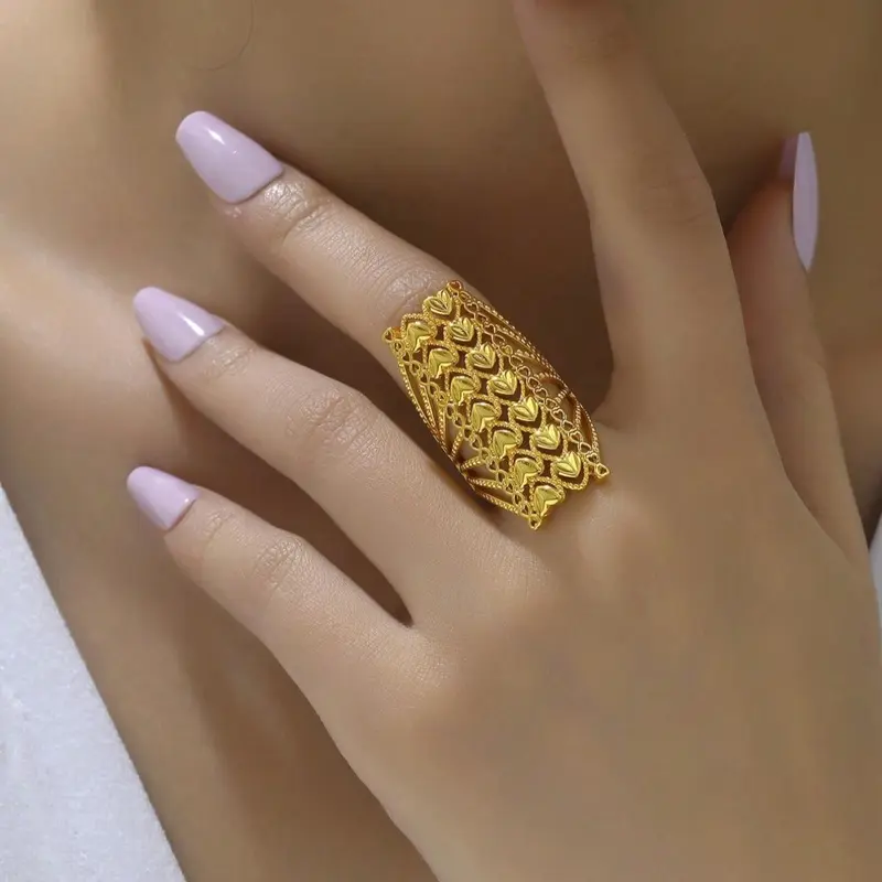 Hollow Out Design Copper Ring, Fashionable Jewelry for Women & Girls, Trendy All-match & Exquisite Jewelry for Birthday Gift, Statement Ring, Fashion Promise Ring, Fashion Rings
