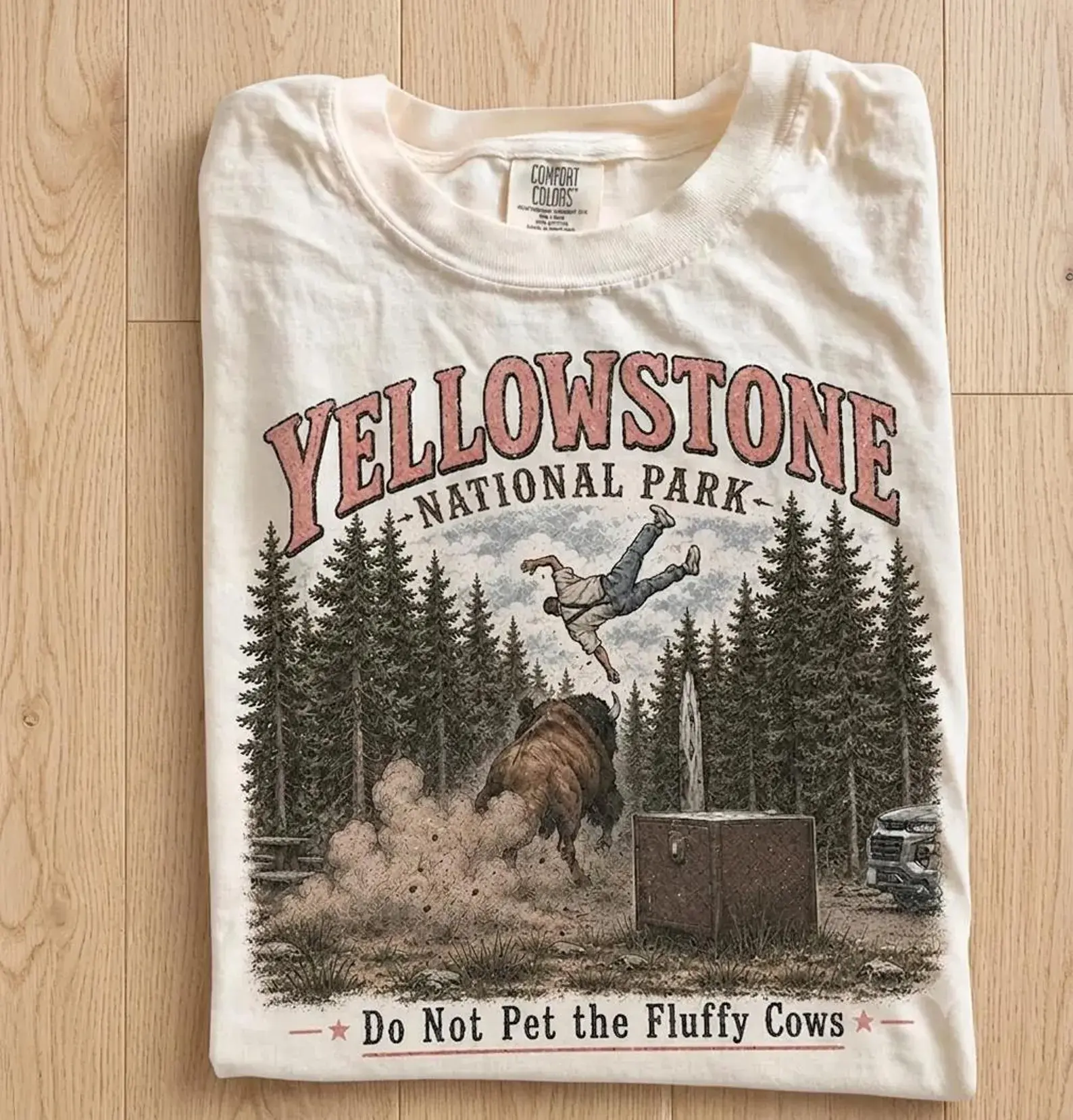 Vintage Yellowstone National Park Bison Shirt, Comfort Colors Bison Graphic T-shirt, Trendy Summer Shirt, Womens Men Graphic Cotton Tee