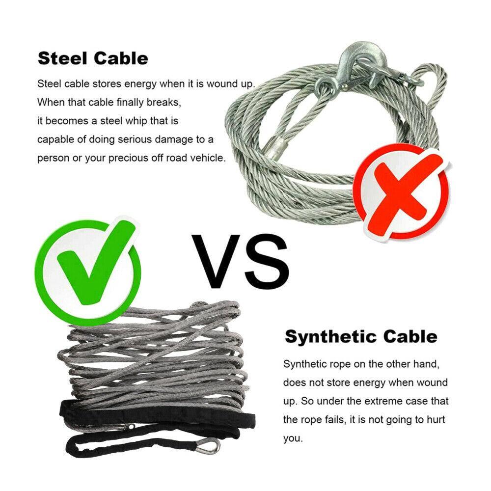 1/4" x 50' 10000LBS Synthetic Winch Rope | Recovery Cable with Protective Sleeve | Heavy Duty Winch Line for ATV UTV 4x4 Offroad Truck
