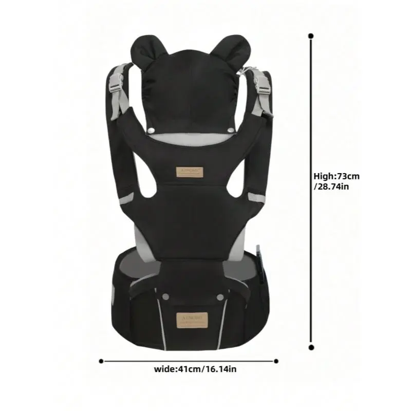Multi-Position Baby Hip Seat Carrier with Detachable Hood, Wide Adjustable Straps Fit Plus Size Parents ergonomic