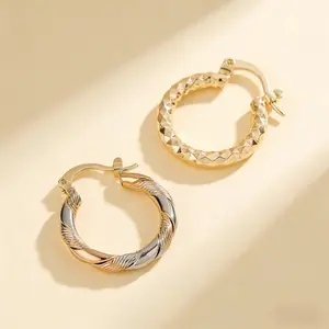 2 Pairs 14K Gold Plated Hoop Earrings Twisted Round Design, Minimalist Lightweight Fashion Jewelry for Women Men, Trendy Modern Copper Hoops for Daily Wear, Party, Wedding & Birthday Gift summerwins