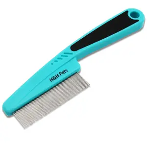 Pin Comb - Upgraded Rubber Handle Comb with Long and Short Teeth for Dogs & Cats, Grooming Supplies, 1 Count (Pack of 1)