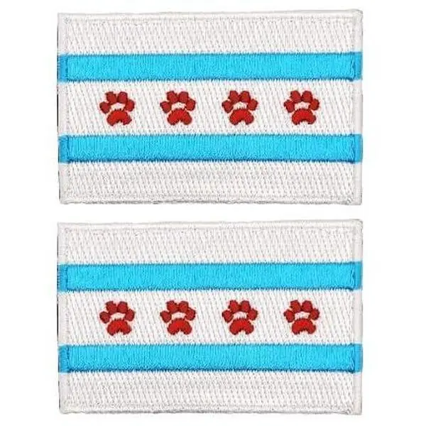 MiltacUSA Chicago Paws Flag Tactical Embroidered Patch [Hook Fastener 3.0 x 2.0 inches] 2 Piece for Jackest and Backpacks