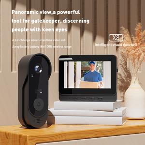 X8A Wireless Video Doorbell with Monitor, HD Camera, Rechargeable, Two-Way Audio, Night Vision, Waterproof, Plug & Play, No App Needed