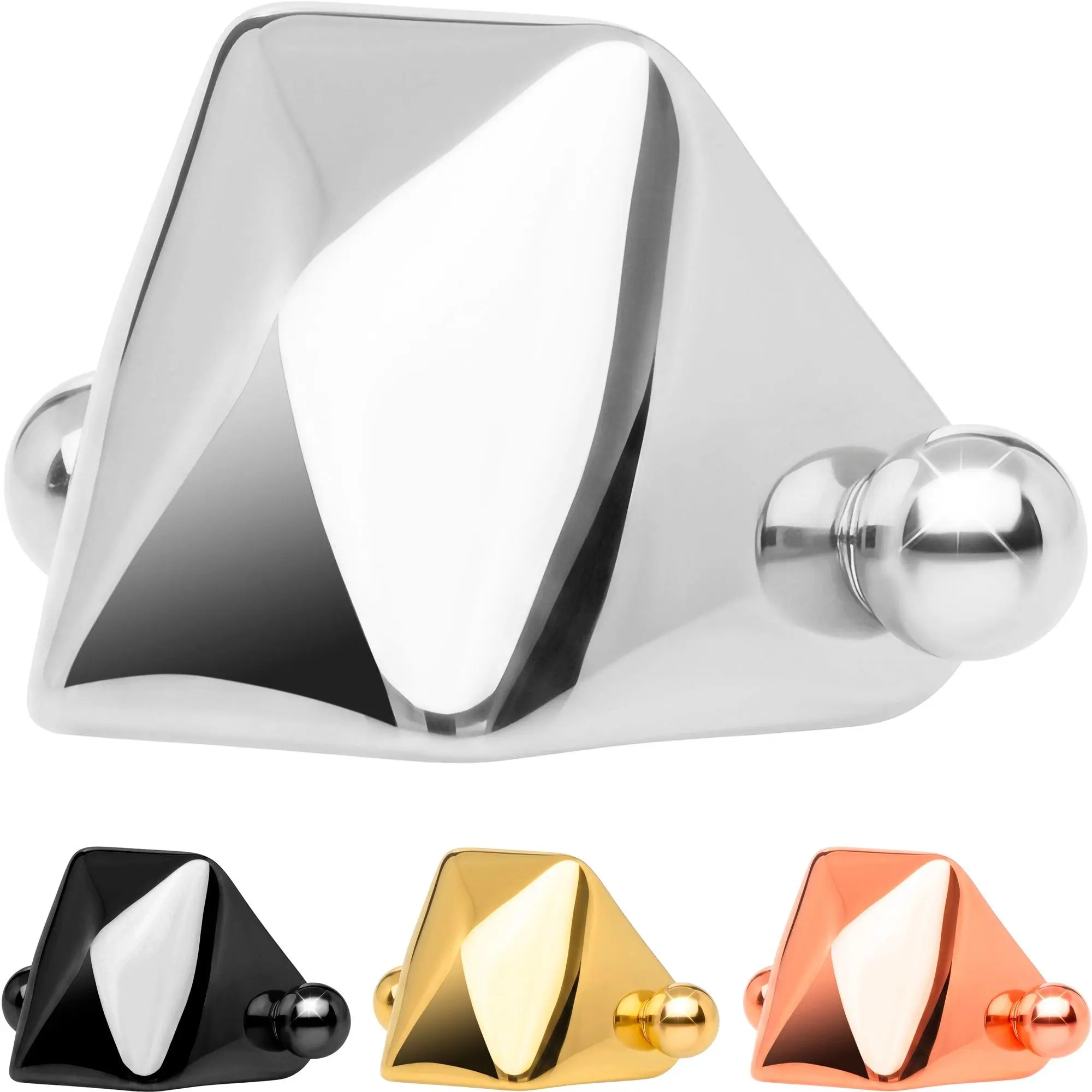 16G Geo Pyramid Helix Cartilage Cuff Barbell - 316G Surgical Steel Ear Cuff