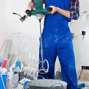 Portable Electric Concrete Mixer, with 6 Speed Settings, Handheld Rod-type Grout Mixer, for Mixing Cement and Putty (Blue)