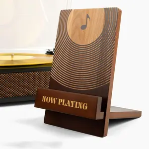 Durable Solid Wood Lp Stand, Now Playing Record Rack, Vintage Vinyl Turntable Decor, Ideal for Living Room & Music Studio