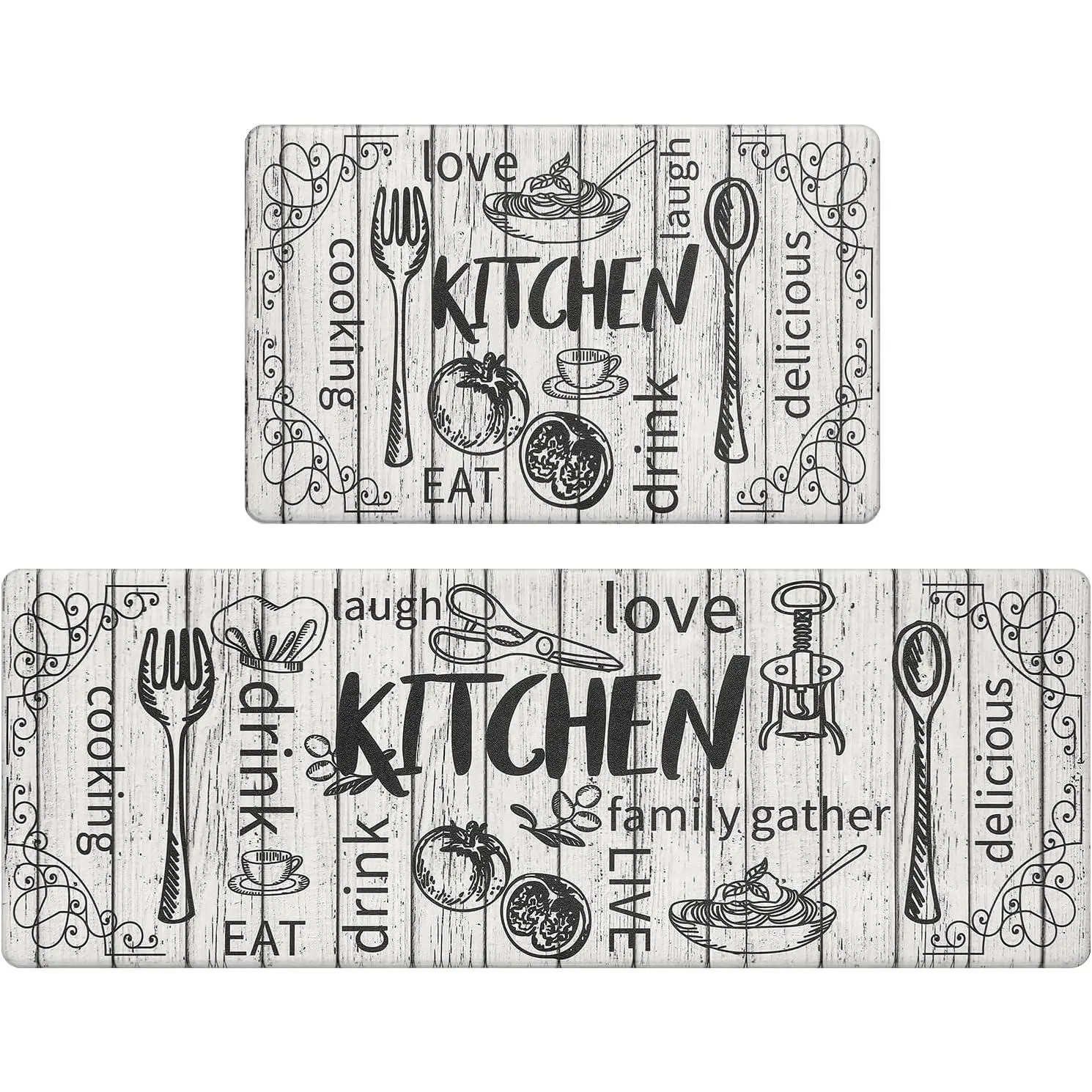 Anti  Kitchen Rug Set of 2 Non Slip Cushioned Kitchen Mats for Floor  Comfort Kitchen Rugs and Mats Farmhouse Chef Mats Floor Carpet for Sink,Laundry Room
