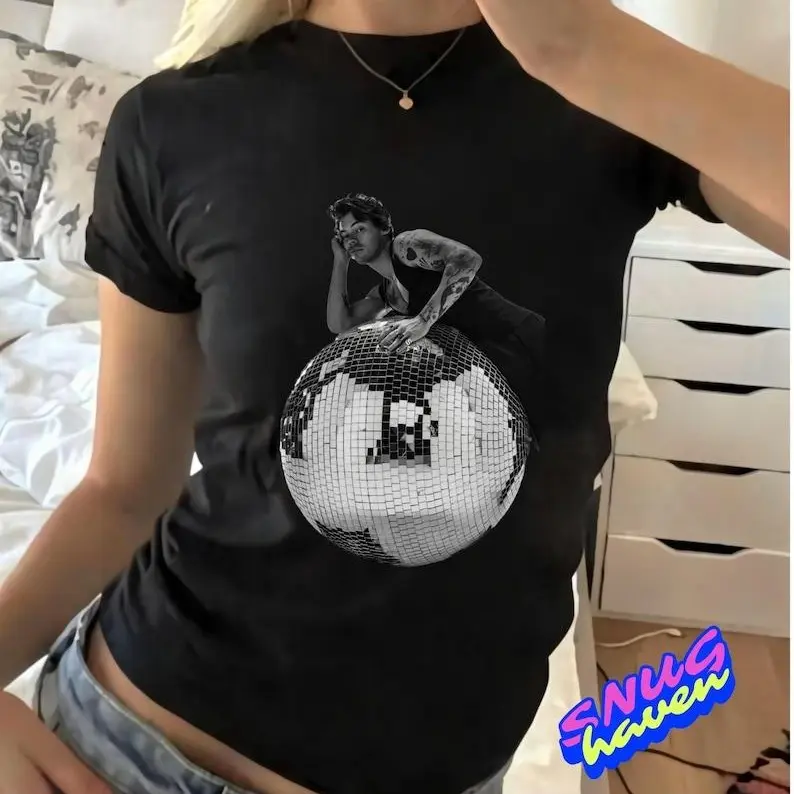 Harry Disco Ball Baby Tee, Harry Album Merch, Vintage Music Graphic Tee, Tour Concert Womens Baby Tee, Y2K Crop Top