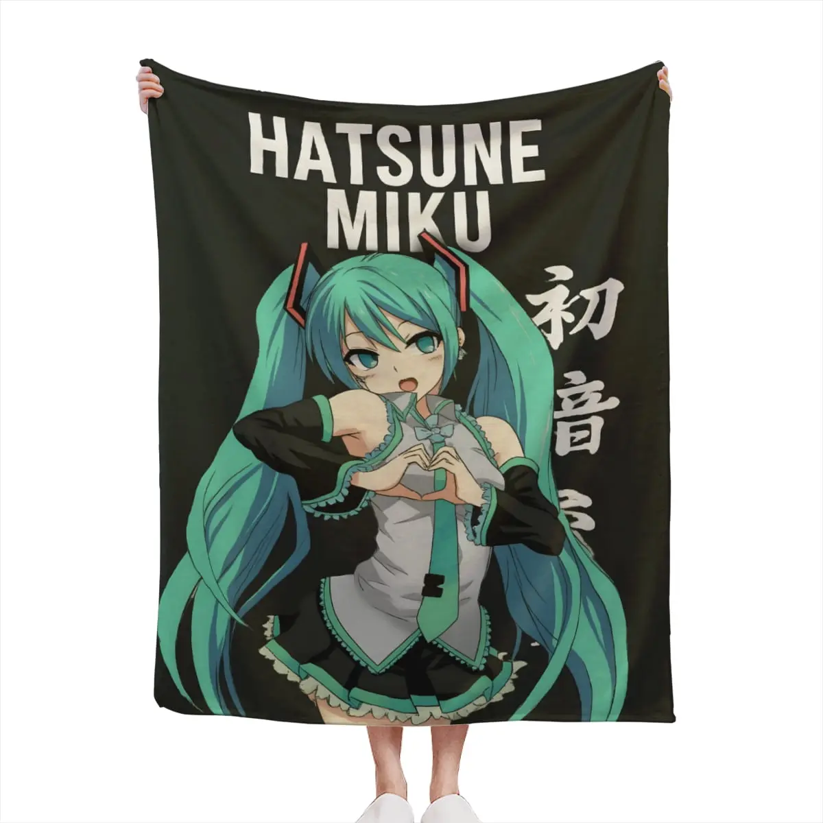 Hatsune Miku Character Art Specialty Warm Anime Motif Full Print Anti-Pilling Flannel Plush Blanket (100x130cm) - Durable, Soft, Insulating Bedding Throw for Beds, Personal Use, Other Patterns Available