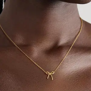 Sweet Bow Necklace for Women, Light Luxury Niche Design Clavicle Chain Gift Jewelry Gift Jewelry Accessory womens gifts necklaces for women gifts for women necklace chains sensual gifts for women necklaces chain birthday gifts for gf