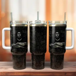 STORMMECH 40oz Handle Metal Tumbler Mug - Washable, Vacuum Insulated Stainless Steel Leak-Proof Temperature-Control Mug, Portable Refillable Kitchenware Drinkware with Black Cap & Handle, Iced Coffee Flask, Fan Gift for Him, Metal Tumbler Mugs, Insulated