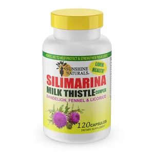 Sunshine Naturals Milk Thistle Silimarina 120 Capsules Made in the USA Healthcare Vitamin Dietary Supplement