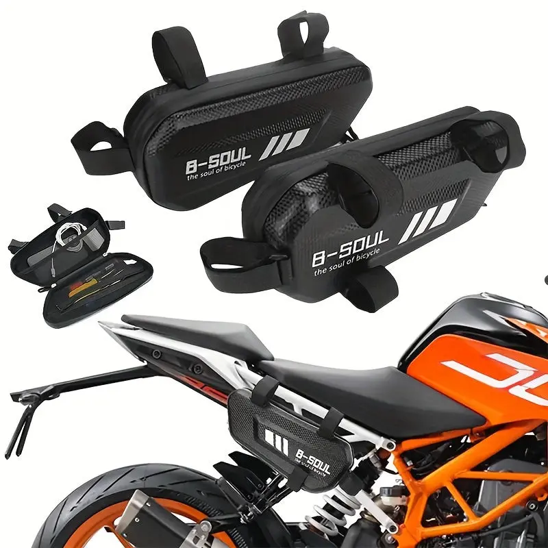 Motorcycle Triangle Hard Shell Tool Bag - Durable Polyester, Waterproof Motorbike Side Case, Moto Accessories for Essential Tool Storage