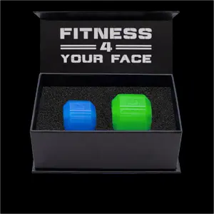 Jawzrsize Jaw Exerciser - Pop N Go Beginner Bundle Blue and Intermediate Green Jaw Trainer, Jaw Clenching Relief, Jawline Shaper and Neck Exerciser