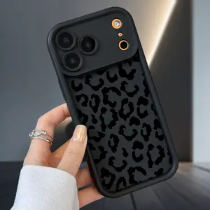 Black & White Leopard Print Case for iPhone 17 Air 16 16e 15 14 13 12 11 Pro Max Plus X XS Pattern Soft Matte TPU Armor Lens Protection Rugged Phone Back Cover for