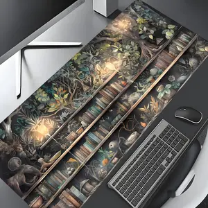 Fantasy Forest Bookshelf Aesthetic Gaming & Office Decor Large Gaming Mouse Pad, Beautiful Desk Decor and Protection Mat, Rubber Anti-Slip Edges, Multi-Size Options for Laptops and Desktops, Great Gift for Boys, Girls, and Kids, Desk Gadgets