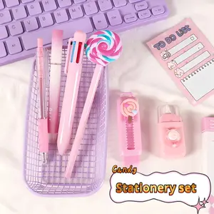 6 pcs Cute High-Quality Lollipop Stationery Set, Student Learning Rewards, Classroom Gifts, Back-To-School Office Supplies, Christmas New Year Gift