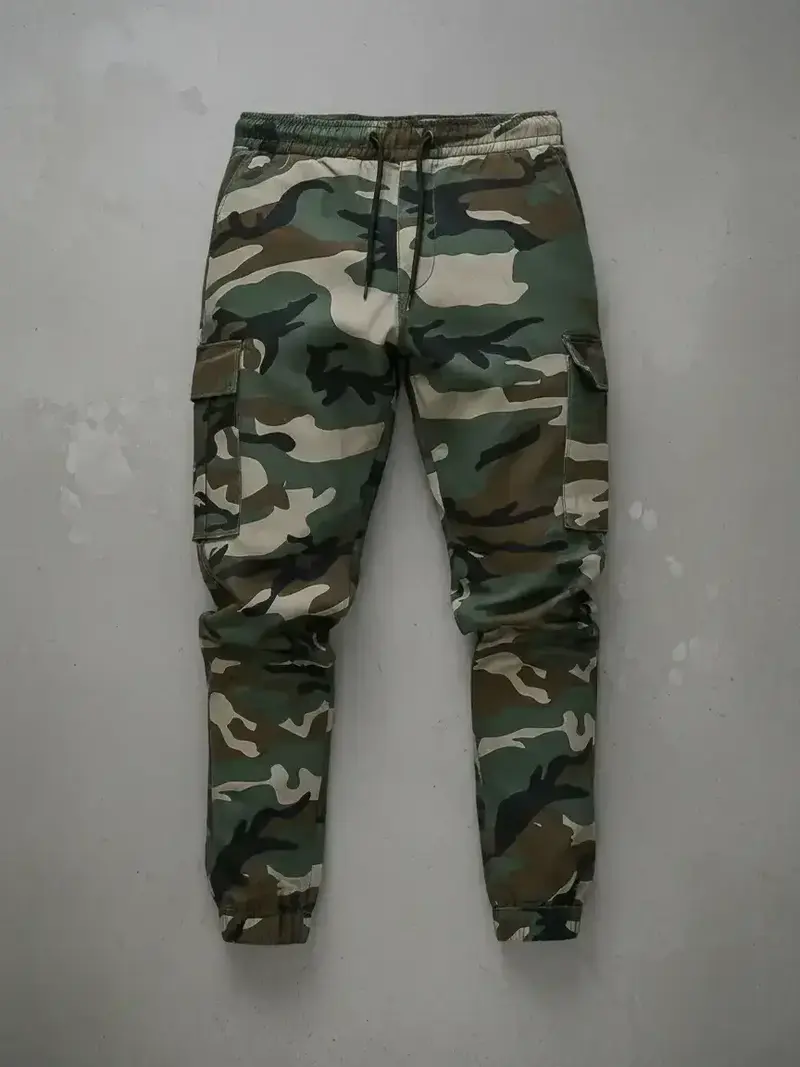 Men's Camo Print Drawstring Waist Cargo Pants, Regular Fit Casual Comfy Elastic Waist Trousers for Daily Wear, Casual Joggers, Men's Bottoms for All Seasons