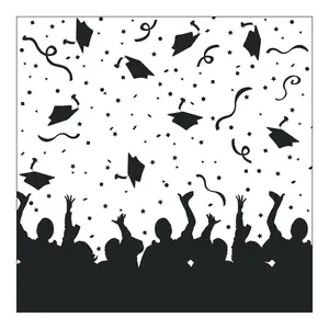 6 Ft. x 6 Ft. Graduation We Did It Black & White Plastic Backdrop - 2 Pc.
