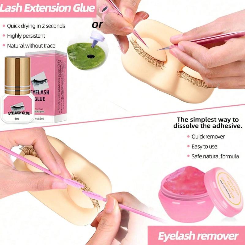 Eyelash Extension Kit, 1 Set Professional Lash Extension Kit for Beginners, Including Practice Mannequin Head Lash Tray, Glue, Tweezers, Grafting Lash, Eyelash Application, Eyelash Kit, Eyelashes Extensions
