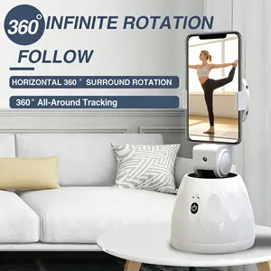 AI Auto Face Tracking Tripod (No App Needed) - 360° Smart Rotating Phone Mount with Extra Wide Angle & Gesture Control, Hands-Free Camera Stand for TikTok Live, Vlogging & Content Creator Essentials Bluetooth,Smartphone, Selfie