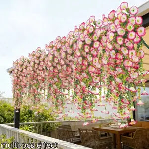 Artificial Hanging Trumpet Vine Flowers, Outdoor Decorations, Eucalyptus Leaves, No Maintenance, Multi-Functional Home Decoration