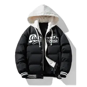 Men’s Cotton Jacket – Winter Faux Two-Piece Thick Warm Coat, Trendy Couple Matching “Bread” Style Cotton Outerwear