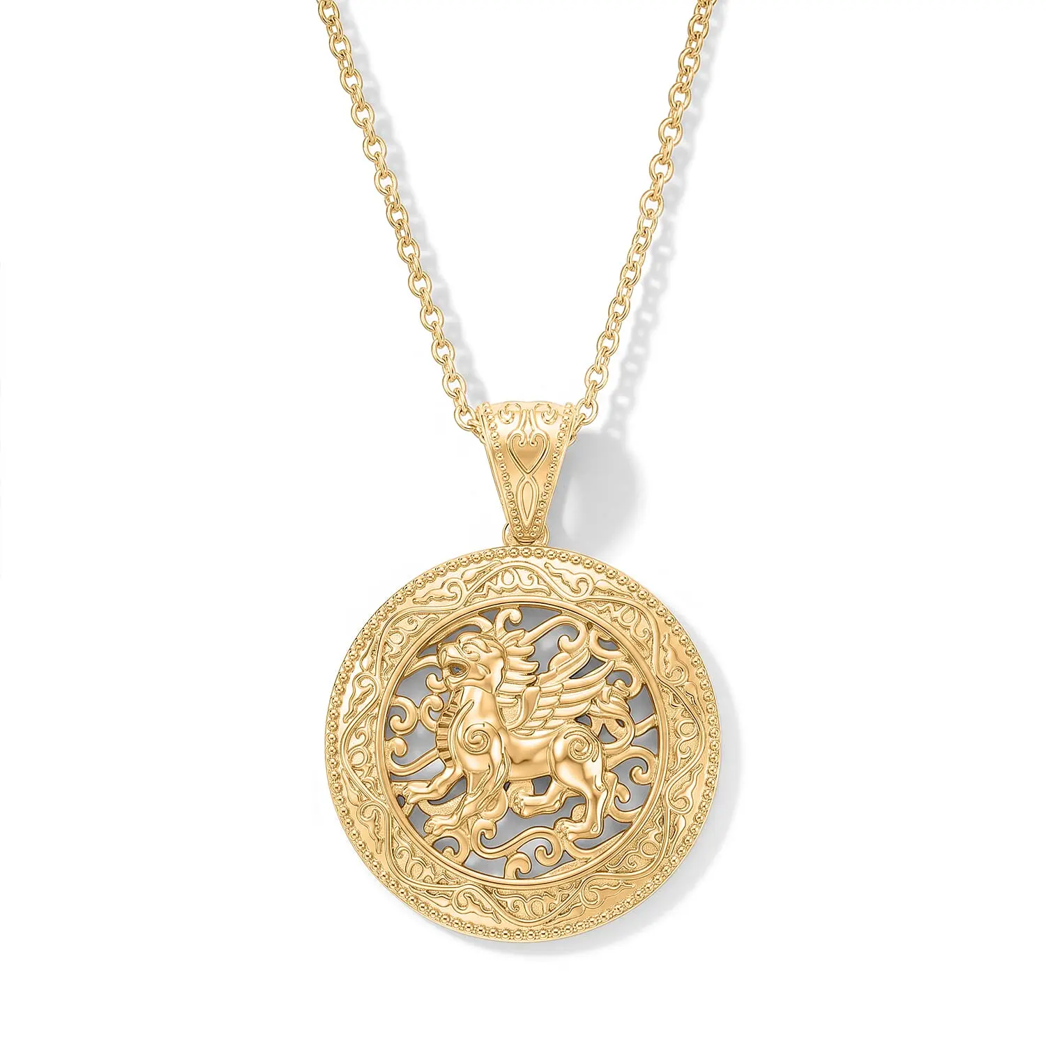 EverTrue Bronzella Collection Pendant in 18K YG Plated Bronze with ION Plated YG Stainless Steel Necklace (20