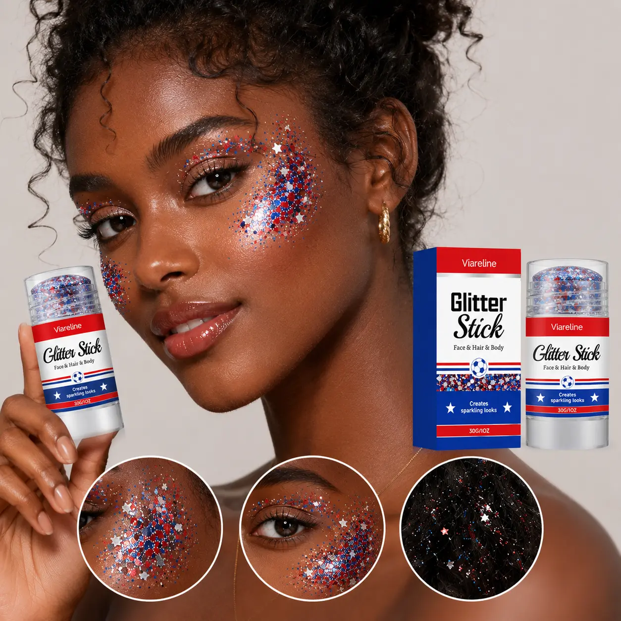 Shimmer Glitter Stick for Face & Hair, Easy Twist Glitter Makeup for Concert, Festival & Daily Makeup
