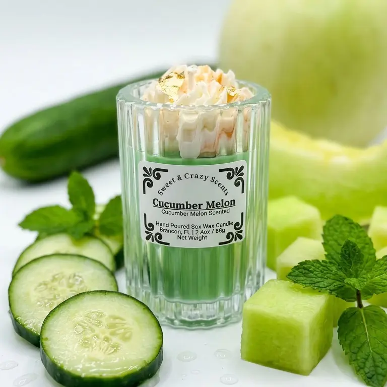 Cucumber Melon Soy Candle – 4oz Hand-Poured Candle | Fresh Clean Scent | Light Sweet Home Fragrance