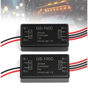 2Pcs Flash Strobe Controller 12V 24V GS-100C Auto Car Flasher Module for Tail Side Clearance Top LED Lights Brake Stop Warning Grille Bumper Lights