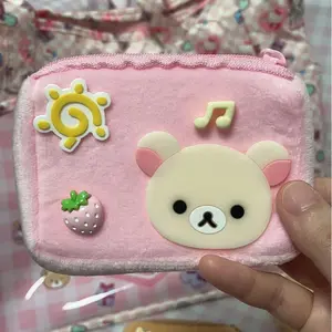 Japanese San-X Rilakkuma Plush Coin Wallet Cute Bag Pendant Headphone Storage Bag Mini Couple Zipper Coin Wallet Keychain Gift