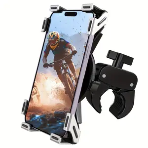 IPOW Bike Phone Holder, Adjustable Motorcycle Phone Mount, 2023 Upgraded Motorcycle Handlebar Phone Clamp, Scooter Phone Clip Compatible with iPhone 14 Plus/Pro Max, 13 Pro Max, S23, S22 Cellphone Silicone Grip Installation Smartphone Stand