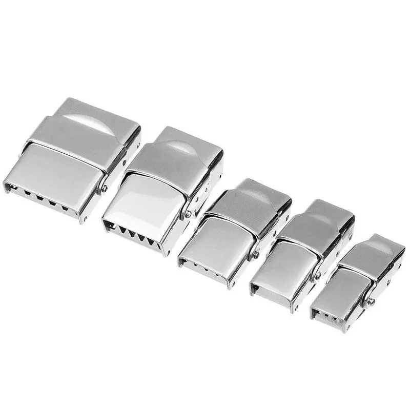LOULEUR 5pcs/lot 6Sizes Stainless Steel Flat Leather Cord Clasps for Bracelet Metal End Clasps Necklace Connector Jewelry Making