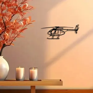 1pc Compact Helicopter Metal Wall Art, Compact Helicopter Statue Mural, Perfect for Compact Wall, Miniature Aircraft Corner, Space-Saving Aviation Decor, Year-Round Decor, Ideal Gift for Helicopter Model Collectors